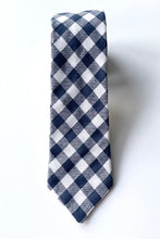 Load image into Gallery viewer, Navy Gingham Necktie (Sizing for the entire family!)