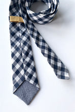 Load image into Gallery viewer, Navy Gingham Necktie (Sizing for the entire family!)